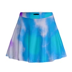 Blue And Purple Clouds Mini Flare Skirt by TRENDYcouture