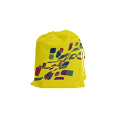 Yellow Abstraction Drawstring Pouches (small)  by Valentinaart