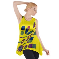 Yellow Abstraction Side Drop Tank Tunic by Valentinaart