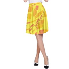 Yellow Abstraction A-line Skirt