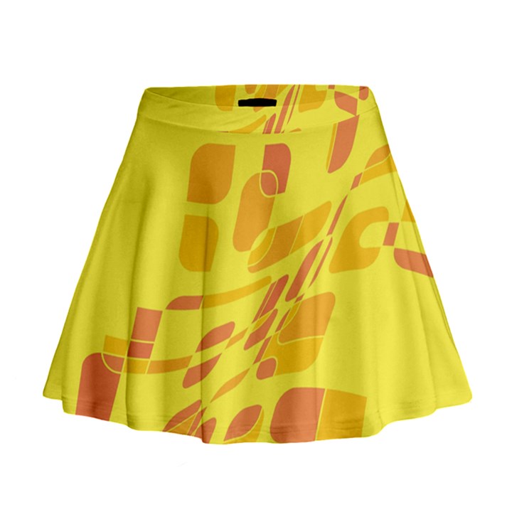 Yellow abstraction Mini Flare Skirt