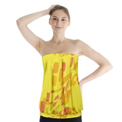 Yellow Abstraction Strapless Top by Valentinaart