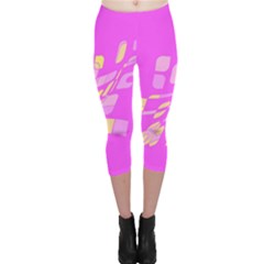 Pink Abstraction Capri Leggings  by Valentinaart