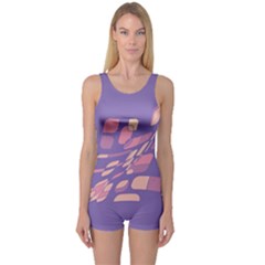 Purple Abstraction One Piece Boyleg Swimsuit by Valentinaart