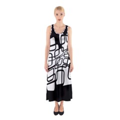 White Abstraction Sleeveless Maxi Dress by Valentinaart