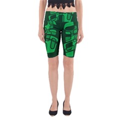 Green Abstraction Yoga Cropped Leggings