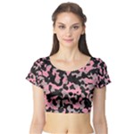 Kitty Camo Short Sleeve Crop Top (Tight Fit)