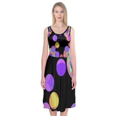 Colorful Decorative Circles Midi Sleeveless Dress by Valentinaart