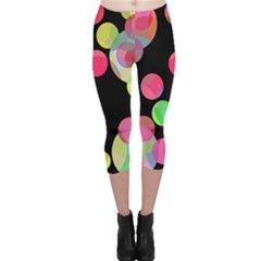 Colorful Decorative Circles Capri Leggings  by Valentinaart