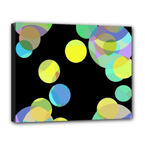 Yellow Circles Canvas 14  X 11  by Valentinaart