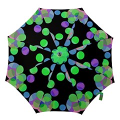 Green Decorative Circles Hook Handle Umbrellas (medium) by Valentinaart