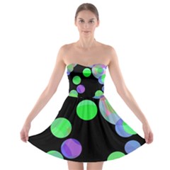 Green Decorative Circles Strapless Dresses by Valentinaart