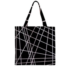 Black And White Simple Design Zipper Grocery Tote Bag by Valentinaart