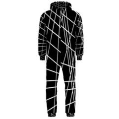 Black And White Simple Design Hooded Jumpsuit (men)  by Valentinaart