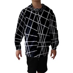 Black And White Simple Design Hooded Wind Breaker (kids) by Valentinaart