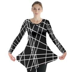 Black And White Simple Design Long Sleeve Tunic  by Valentinaart