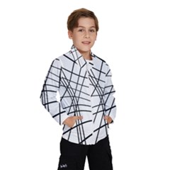 Black And White Decorative Lines Wind Breaker (kids) by Valentinaart