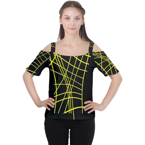 Yellow Abstraction Women s Cutout Shoulder Tee by Valentinaart