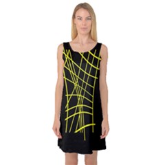 Yellow Abstraction Sleeveless Satin Nightdress by Valentinaart