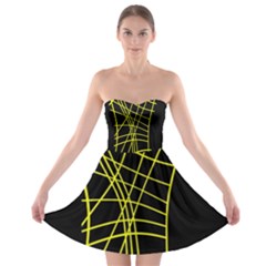 Yellow Abstraction Strapless Dresses by Valentinaart