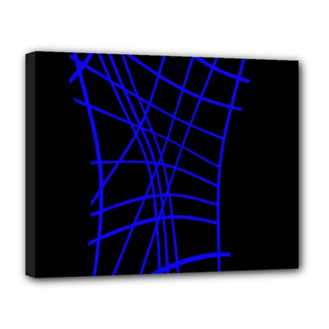 Neon Blue Abstraction Canvas 14  X 11  by Valentinaart