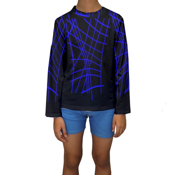 Neon blue abstraction Kid s Long Sleeve Swimwear