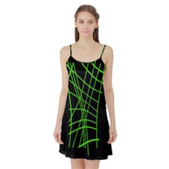 Green neon abstraction Satin Night Slip