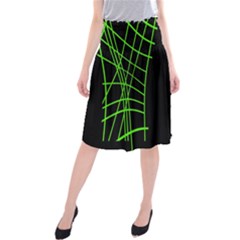 Green neon abstraction Midi Beach Skirt