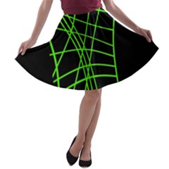 Green neon abstraction A-line Skater Skirt