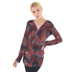 Red Grey 3d Design                                                                                     Women s Tie Up Tee by LalyLauraFLM