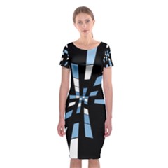Blue Abstraction Classic Short Sleeve Midi Dress by Valentinaart