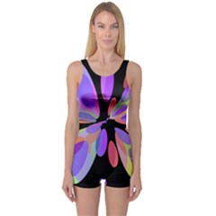 Colorful Abstract Flower One Piece Boyleg Swimsuit by Valentinaart