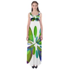 Green Abstract Flower Empire Waist Maxi Dress by Valentinaart