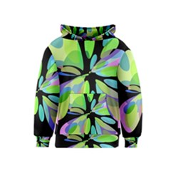 Green Abstract Flower Kids  Pullover Hoodie by Valentinaart