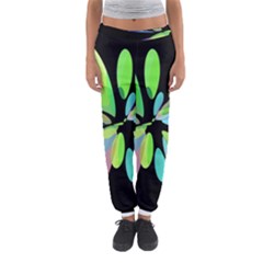 Green Abstract Flower Women s Jogger Sweatpants by Valentinaart