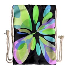 Green Abstract Flower Drawstring Bag (large) by Valentinaart