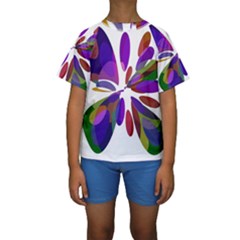 Colorful Abstract Flower Kid s Short Sleeve Swimwear by Valentinaart