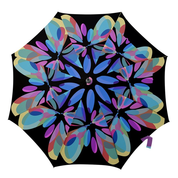 Blue abstract flower Hook Handle Umbrellas (Medium)