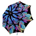 Blue abstract flower Hook Handle Umbrellas (Medium) View2