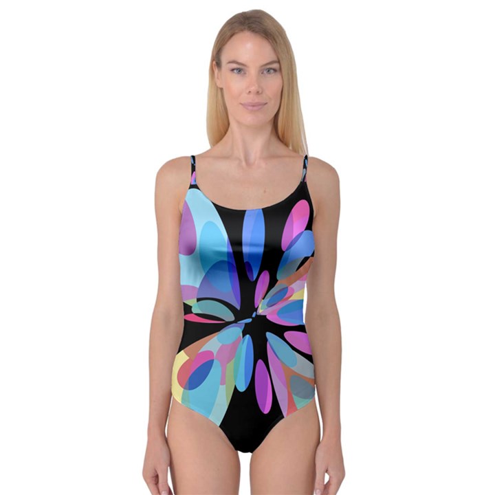 Blue abstract flower Camisole Leotard 