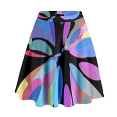 Blue abstract flower High Waist Skirt