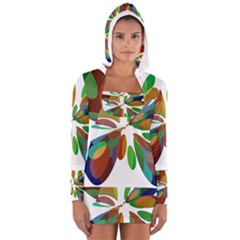 Colorful Abstract Flower Women s Long Sleeve Hooded T-shirt by Valentinaart