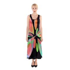 Colorful Abstract Flower Sleeveless Maxi Dress by Valentinaart