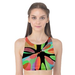 Colorful Abstract Flower Tank Bikini Top by Valentinaart