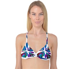 Blue Abstract Flower Reversible Tri Bikini Top by Valentinaart