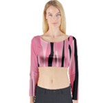 Black and pink Camo abstract Long Sleeve Crop Top