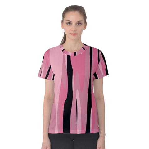 Black And Pink Camo Abstract Women s Cotton Tee by TRENDYcouture