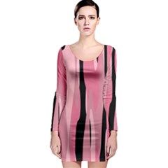 Black And Pink Camo Abstract Long Sleeve Bodycon Dress by TRENDYcouture