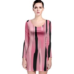 Black And Pink Camo Abstract Long Sleeve Velvet Bodycon Dress by TRENDYcouture