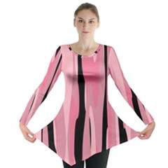 Black And Pink Camo Abstract Long Sleeve Tunic  by TRENDYcouture